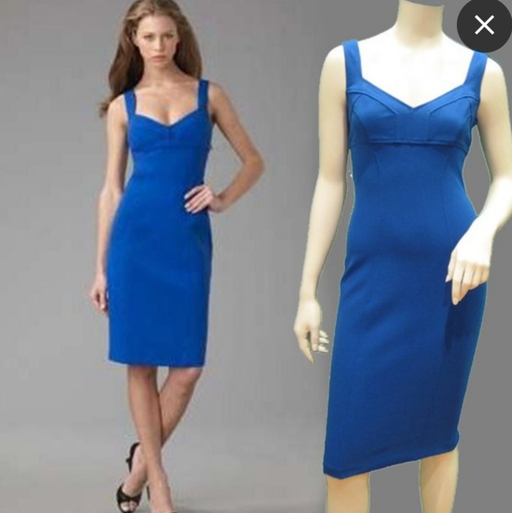 Diane Von Furstenberg DVF Blue Midi Bandage Pencil Y2K Dress Cocktail Formal